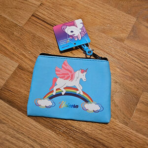 Cute Mini Blue Unicorn Print Pouch / Coin Purse / Bag Accessory